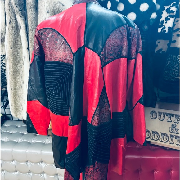 Leather 9000 Vintage 80s Rounded Collar Patchwork Buttery Soft Leather Jacket - Picture 7 of 10